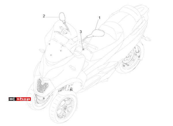 Piaggio MP3 350 Sport E4 ABS Fahrgestell Rückspiegel