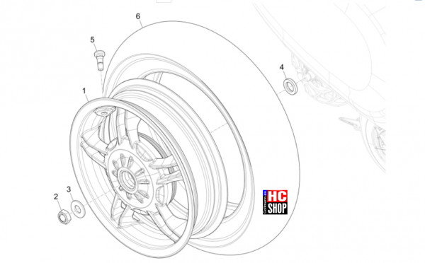 Vespa Primavera 125 TECH E5 - Radaufhängungen - Hinterrad