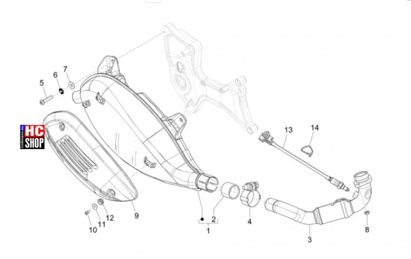 Vespa GTV 300 HPE RST - Motor - Auspufftopf