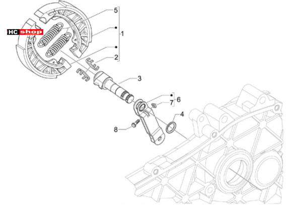 Vespa LX 50 4T Motor Hinterbremse - Bremsbackensatz