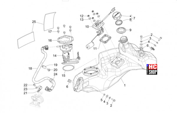 Vespa Primavera 50 TECH E5 - Fahrgestell-Karosserie - Kraftstofftank