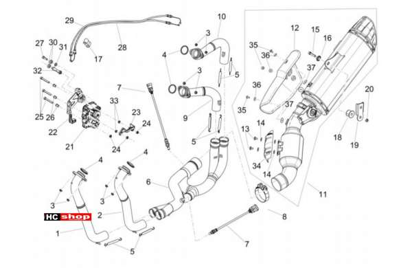 Aprilia RSV4 1100 Racing Factory E4 ABS Motor Auspuffrohr