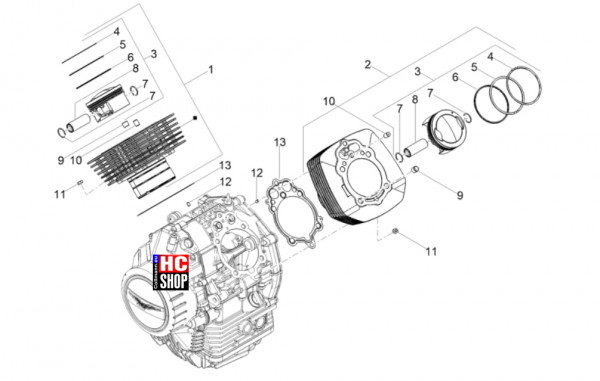 Moto Guzzi V7 Sport 850 E5+ - Motor - Zylinder-Kolben