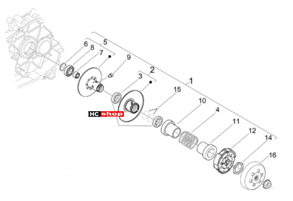 Vespa LX 50 4T Motor Getriebene Riemenscheiben