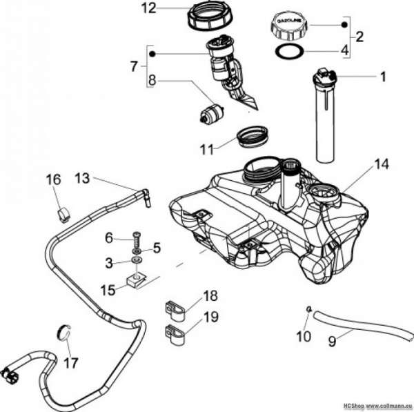 Vespa LX 125 4T ie Touring Benzintank