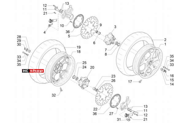 Piaggio MP3 350 Sport E4 ABS Radaufhängungen Vorderrad