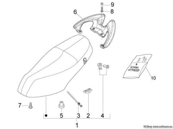 Piaggio Sitzbank/Sitzbänke - Werkzeugtasche Fly 50 2T