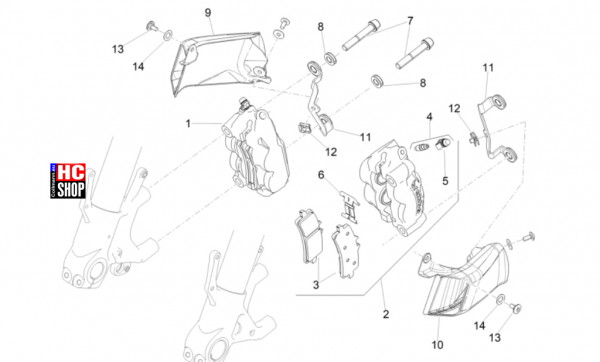 Aprilia Tuono V4 Factory 1100 E5 SE 09 SBK - Bremsanlage - Vorderradbremszange