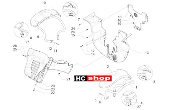 Piaggio MP3 500 LT Sport - Business Fahrgestell Radgehäuse