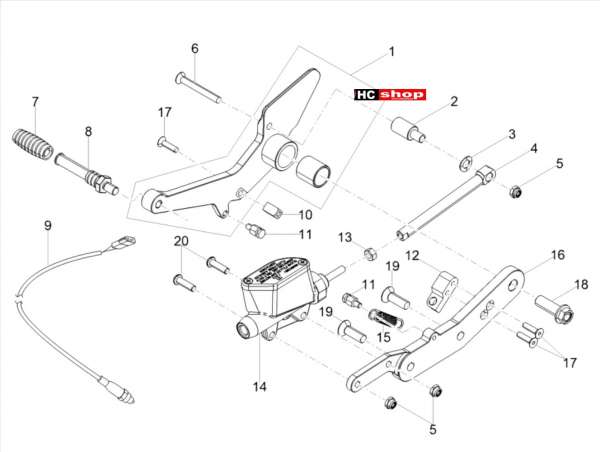 Moto Guzzi V9 Bobber Sport 850 ABS E4 Bremsanlage - Hinterradbremspumpe