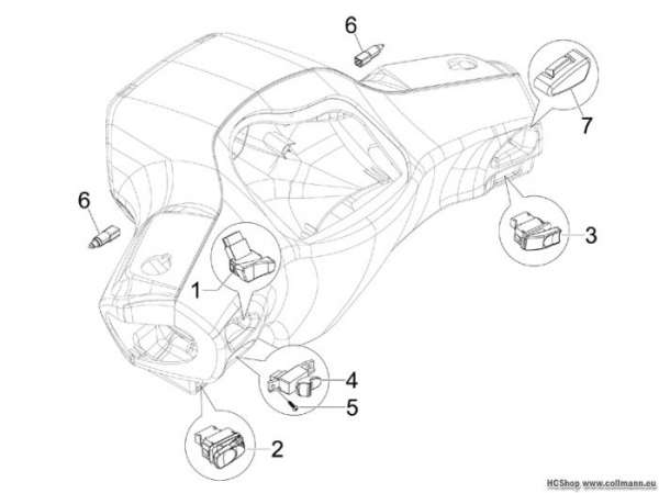 Vespa Wechselschalter - Umschalter S 125 4T