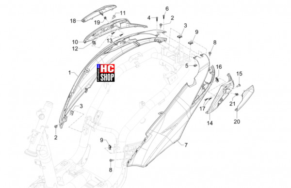 Piaggio Liberty 125 iget E5+ - Fahrgestell-Karosserie - Seitenabdeckung-Spoiler