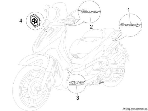 Piaggio Plaketten - Verzierungen Beverly 125 Tourer