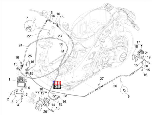 Vespa GTS 125 E5 Bremsschlauchen - Bremszangen (ABS)