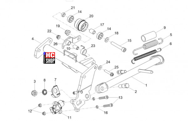 Aprilia RS 125 E5+ - Fahrgestell-Karosserie - Hauptständer