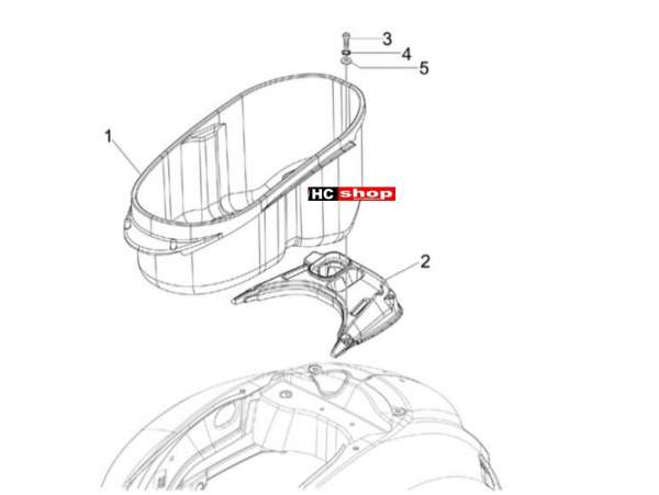 Vespa GTV 300 SEI GIORNI Fahrgestell Schutzhelmgehäuse - Untersitz