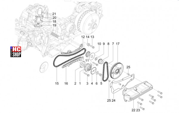 Vespa GTV 300 HPE RST - Motor - Ölpumpe
