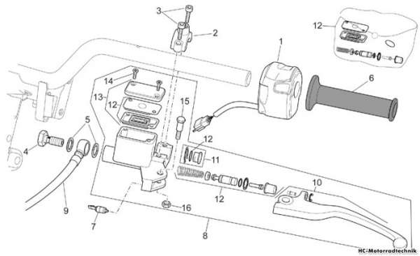 Aprilia Schaltungen links SR R Factory Di-Tech 50