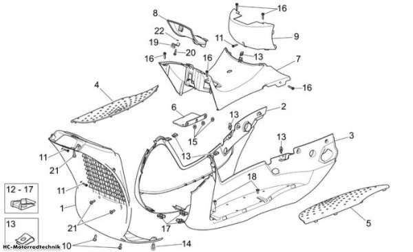 Aprilia Mittlerer Aufbau Scarabeo Light E3 250