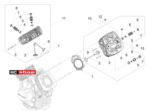 Moto Guzzi V7 III Racer 750 ABS E4 - Motor Zylinderkopfventile