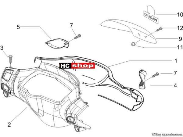 Piaggio Lenker Deckungen NRG 50 Purejet