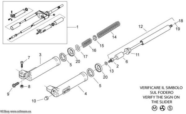 Aprilia Vordergabel II Scarabeo 2T E2 eng.Piaggio 50