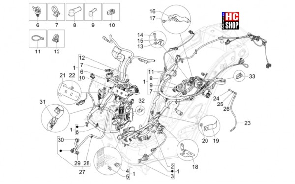 Vespa GTV 300 HPE RST - Elektrische Anlage - Hauptkabelbaum