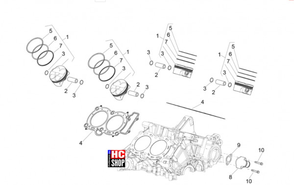 Aprilia RSV4 1100 Factory SE-09 SBK - Motor - Zylinder-Kolben