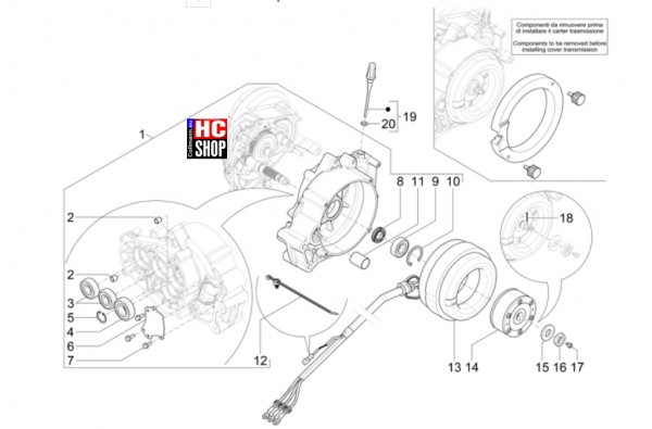 Vespa Primavera Elettrica 45 KM/H- Elektromotor - Komponenten des Elektromotors