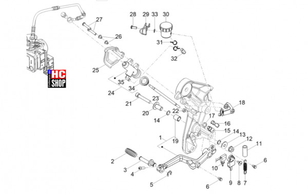 Moto Guzzi V85 TT Strada E5 - Bremsanlage - Hinterradbremspumpe