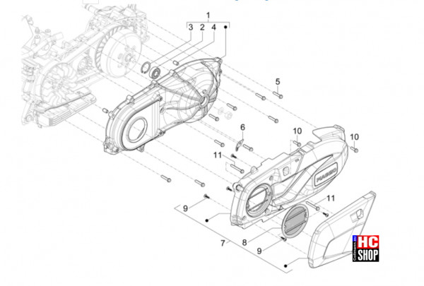 Piaggio MP3 310 HPE Sport E5+ - Motor - Kurbelwellendeckel-Kühlung Kurbelgehäuse