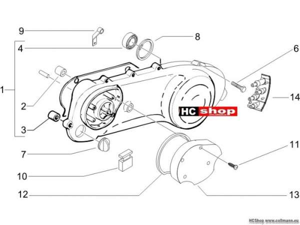 Piaggio Kurbelwelledeckel TPH 50