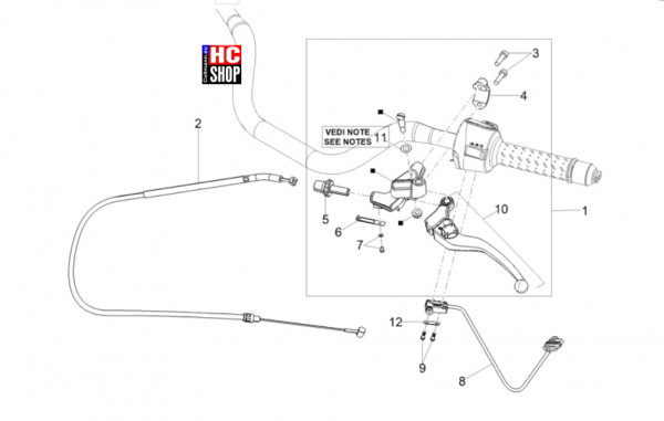 Moto Guzzi V85 TT Strada E5 - Lenkstange-Schaltungen - Kupplungssteuerung