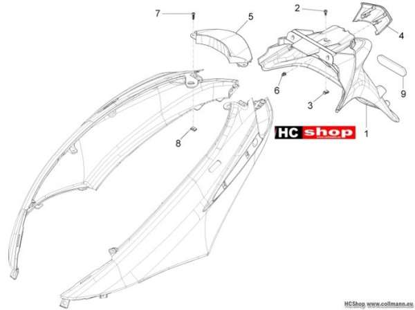Piaggio Hinterabdeckung - Kotflügellappen Fly 125 ie 3V