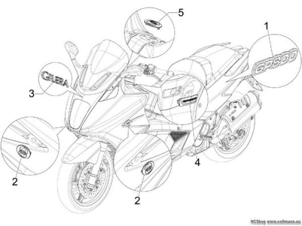 Gilera Plaketten - Verzierungen GP 800