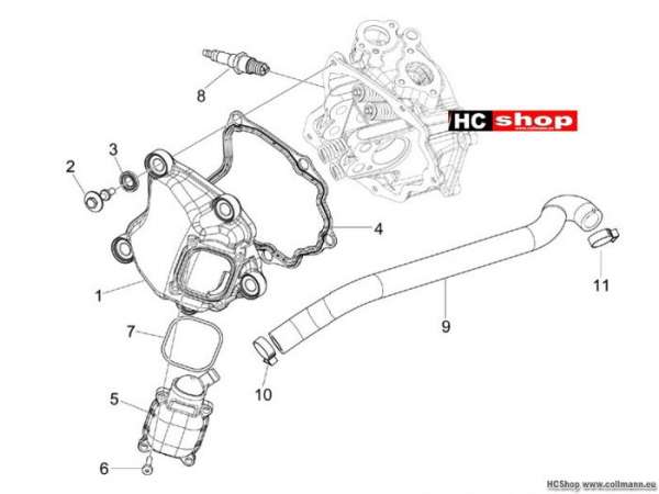 Vespa GTS 125 Zylinderkopfabdeckung