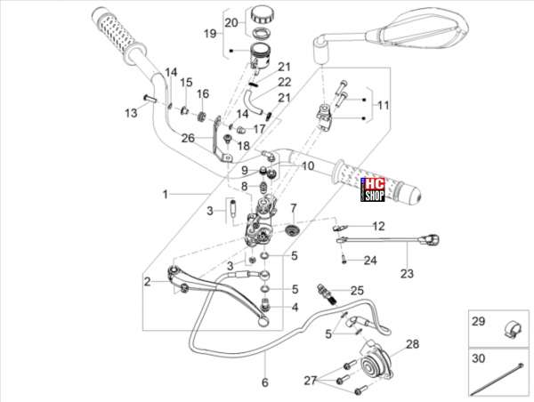 Moto Guzzi V100 Mandello E5 Lenkstange Kupplungssteuerung