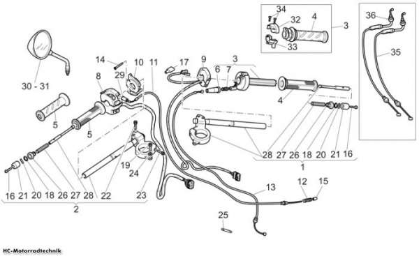Moto Guzzi Lenkstange - Schaltungen V 11 Cat. 1100