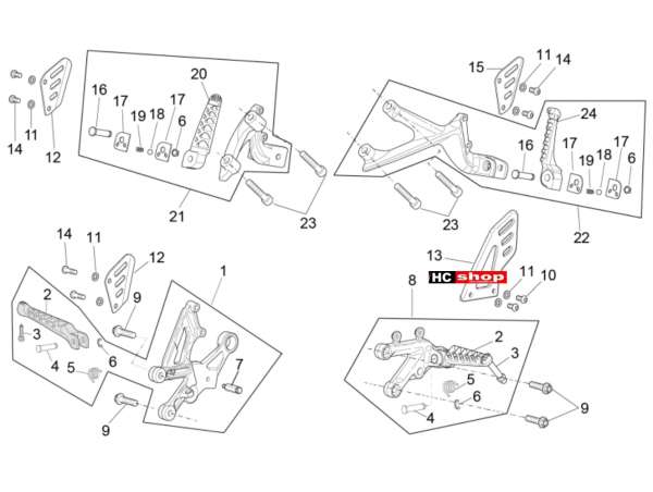 Aprilia RSV 4 1000 RF E3 ABS Rahmen Fußrasten