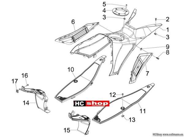 Gilera Mittlere Verkleidung - Fußrasten Runner 50 SP