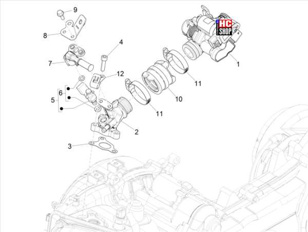 Vespa Primavera 50 E5 Motor Drosselkörper