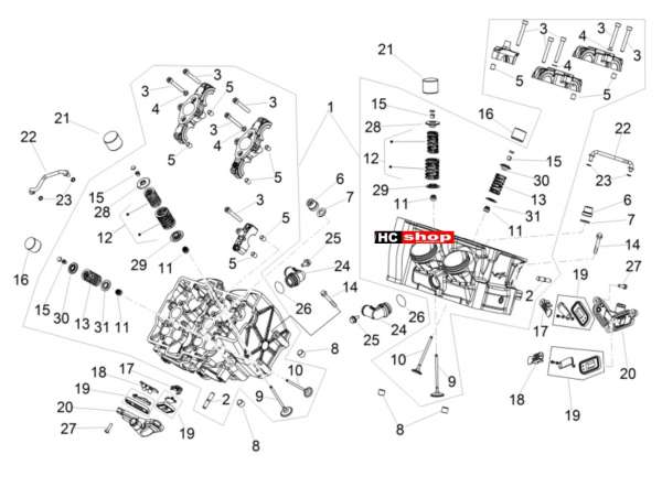 Aprilia RSV 4 1000 RF E4 ABS Motor Zylinderkopf - Ventile