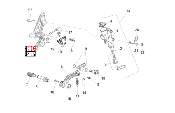 Aprilia Tuono V4 Factory 1100 E5+ - Bremsanlage - Hinterradbremspumpe