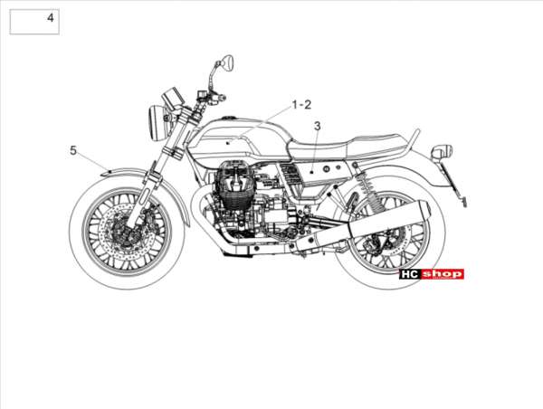Moto Guzzi V7 III Stone 750 E4 Aufbau Deko