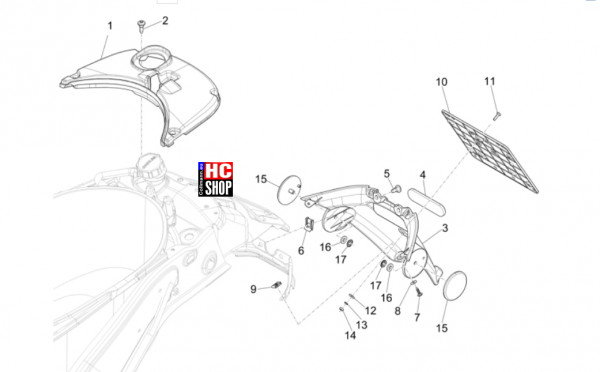 Vespa Primavera 125 TECH E5 - Fahrgestell-Karosserie - Hinterabdeckung-Kotflügellappen
