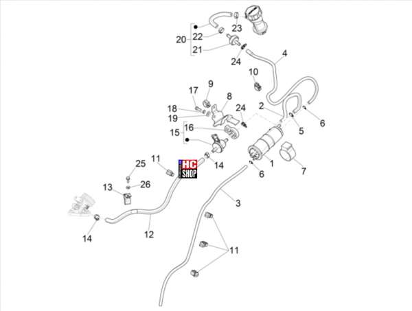 Vespa Sprint 125 ABS E5 Fahrgestell Verdunstungsschutz-Anlage