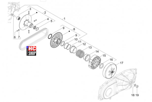 Piaggio MP3 310 HPE Sport E5+ - Motor - Getriebene Riemenscheibe