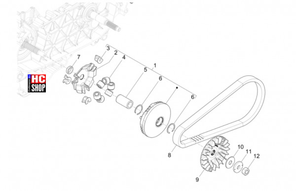 Piaggio Liberty 125 iget E5+ - Motor - Antriebsriemenscheibe