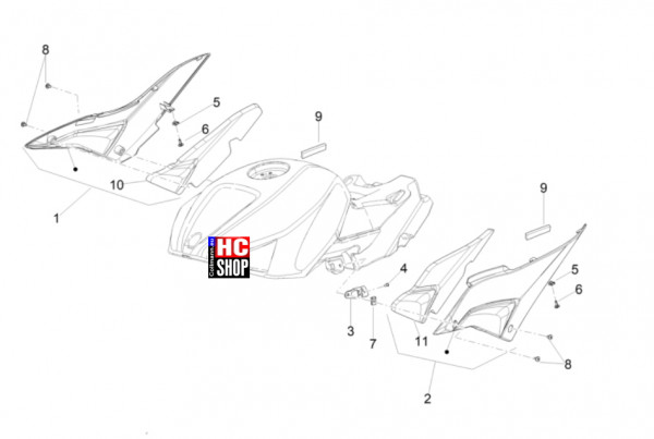 Aprilia RSV4 1100 E5+ - Aufbau - Mittlerer Aufbau