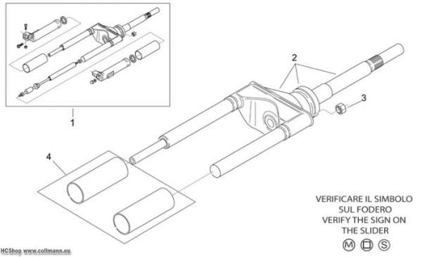Aprilia Vordergabel I Scarabeo 2T E2 eng.Piaggio 50